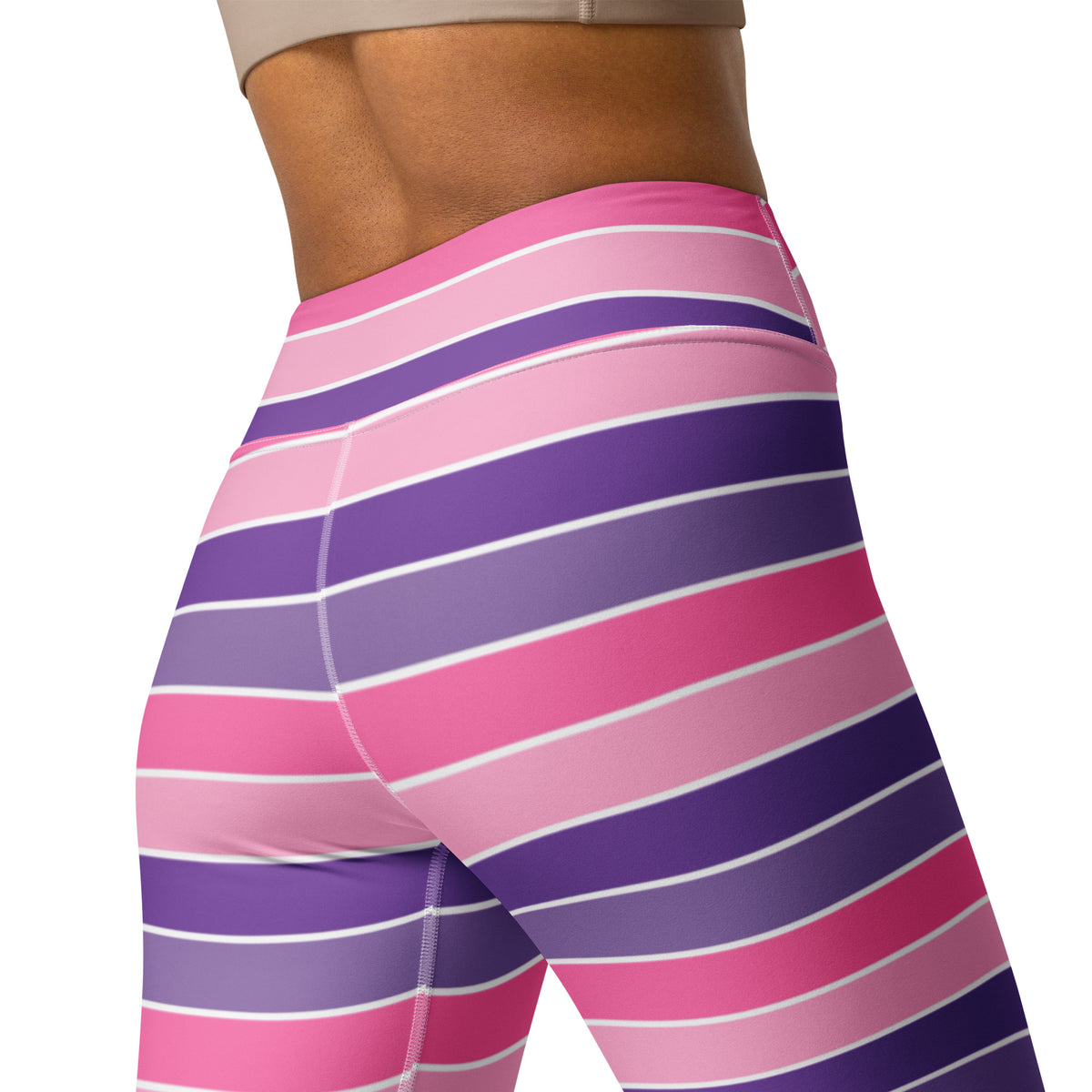 Women's Pink & Purple Striped Halloween Buttery Soft Yoga Leggings - Quick Drying, High Waisted Comfort
