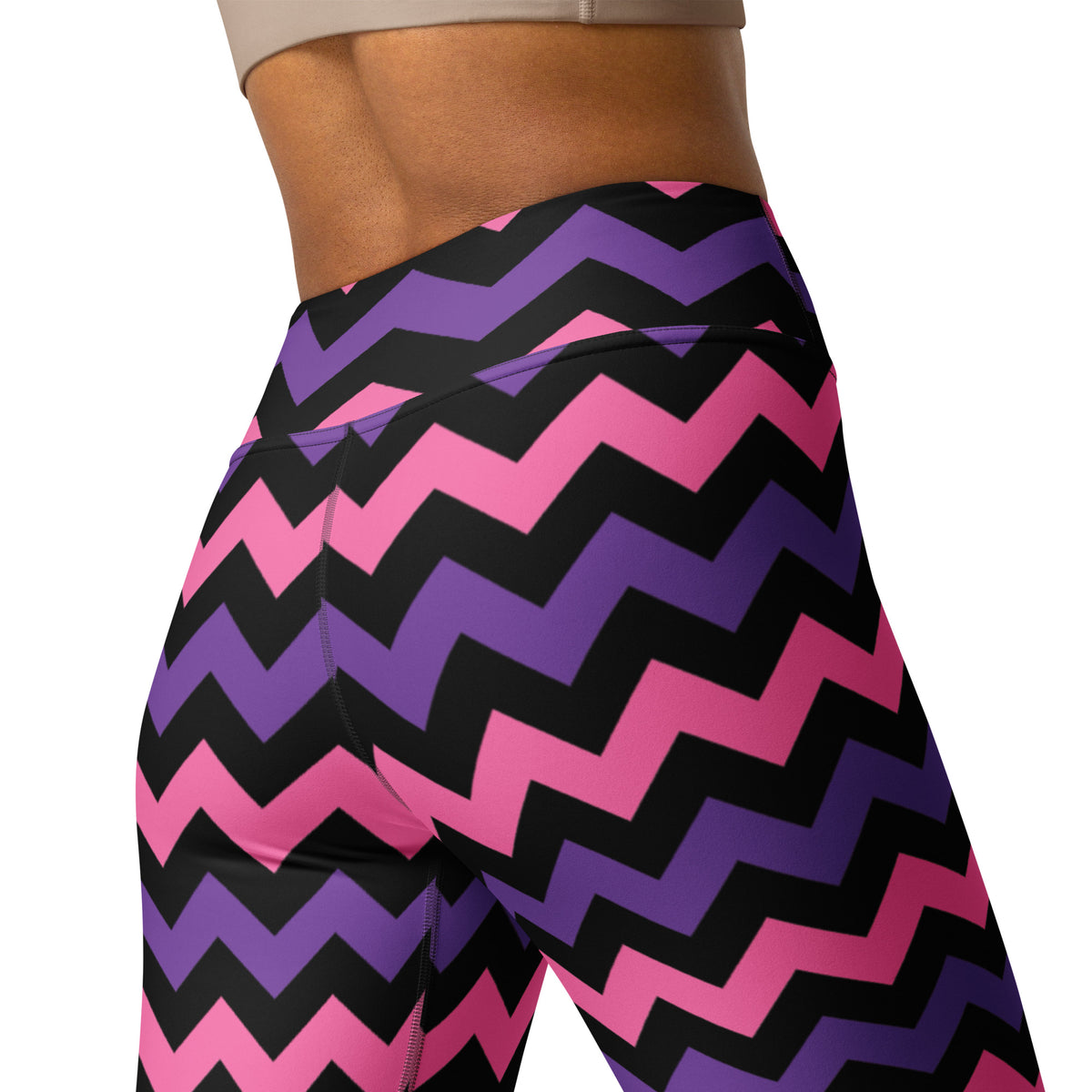 Women's Pink & Purple Chevron Halloween Buttery Soft Yoga Leggings - Quick Drying, High Waisted Comfort