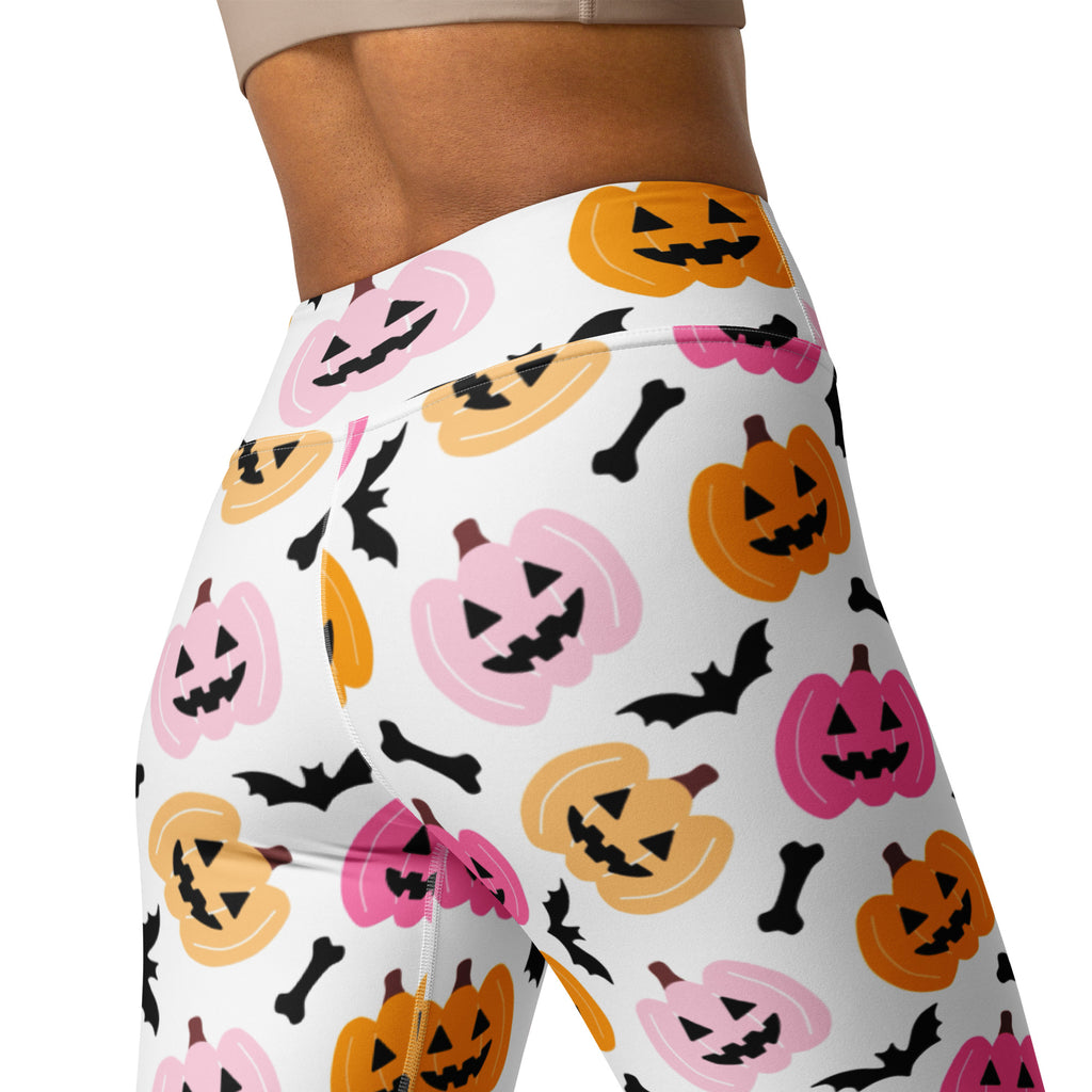 Women's Pink & Orange Pumpkin Halloween Buttery Soft Yoga Leggings - Quick Drying, High Waisted Comfort