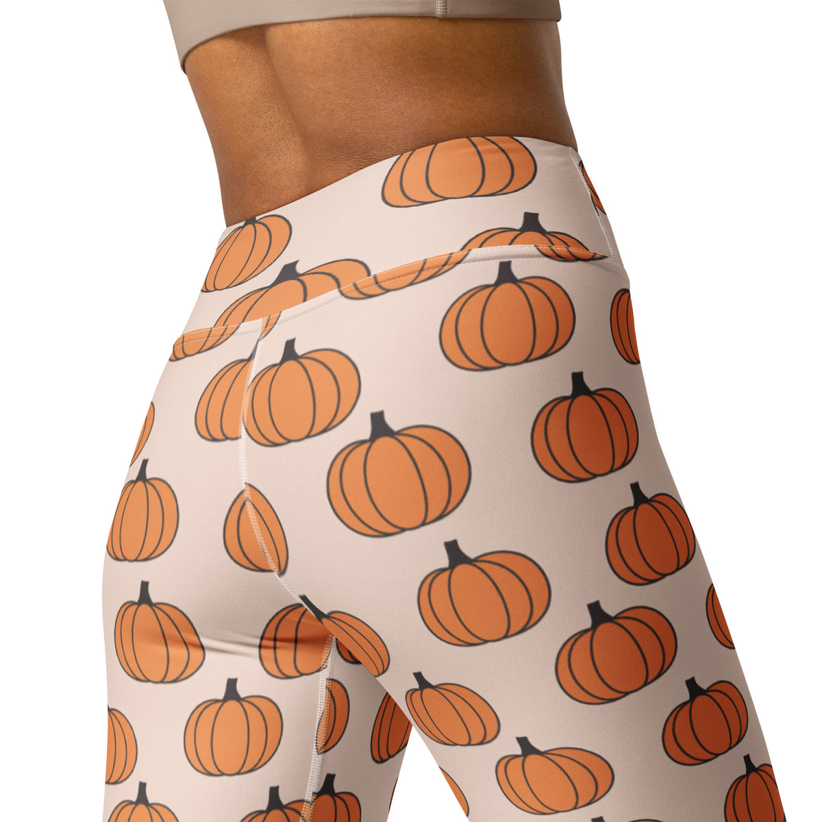 Women's Orange Pumpkin Patch Buttery Soft Yoga Leggings - Quick Drying, High Waisted Comfort