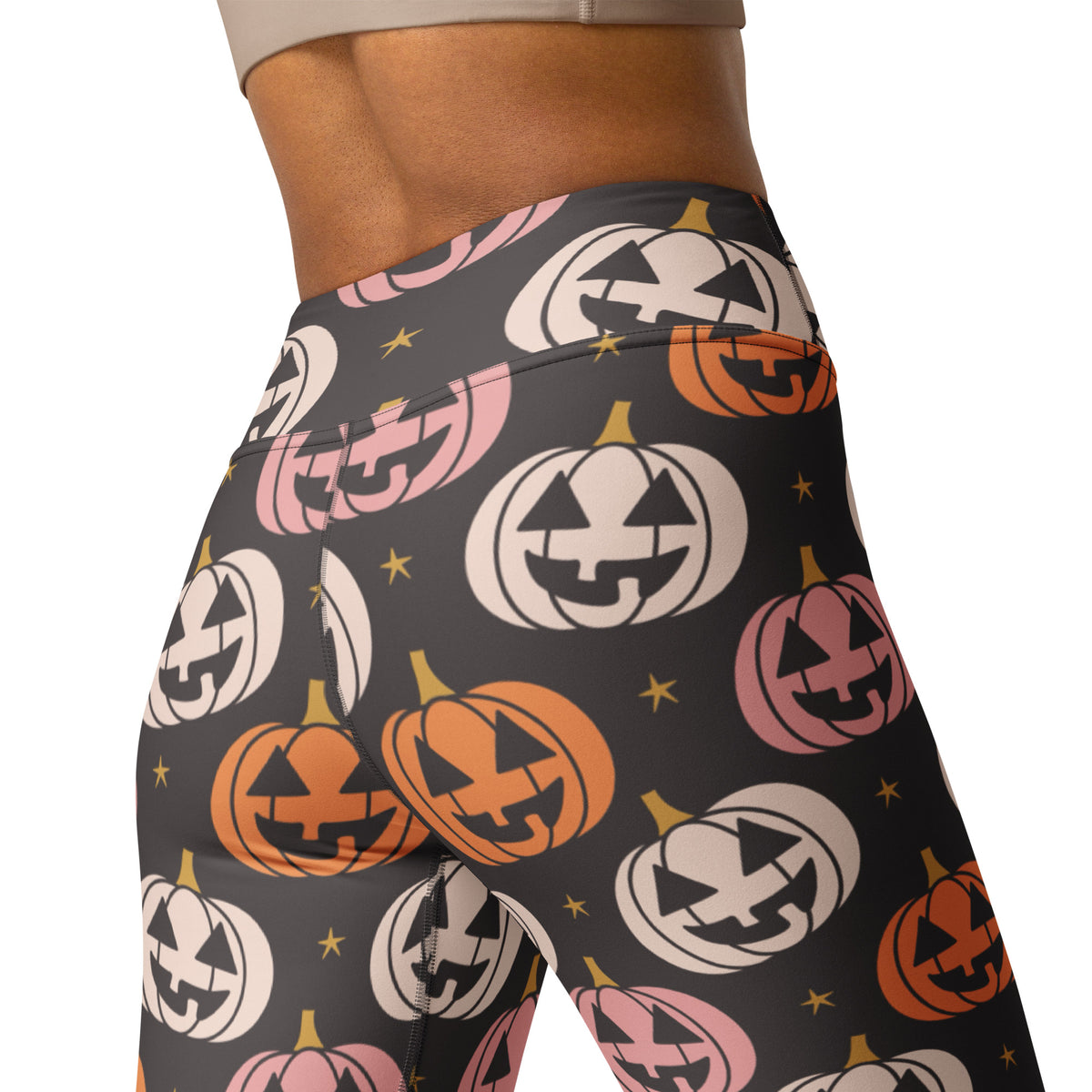 Women's Autumn Jack O’ Lantern Buttery Soft Yoga Leggings - Quick Drying, High Waisted Comfort