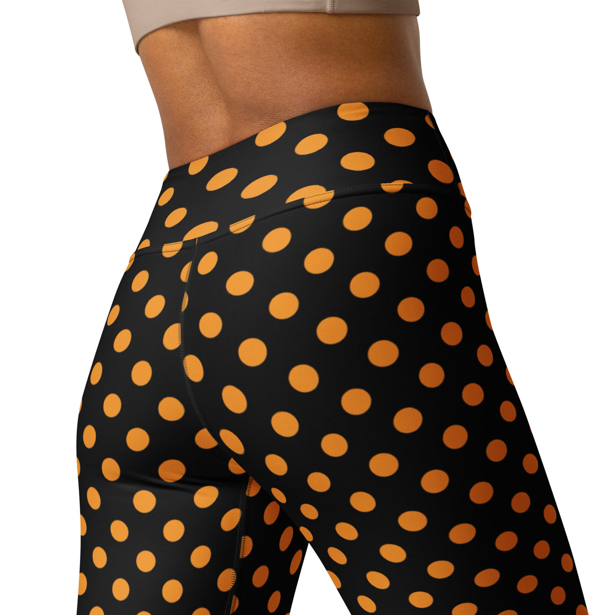 Women's Orange Polka Dot Halloween Buttery Soft Yoga Leggings - Quick Drying, High Waisted Comfort
