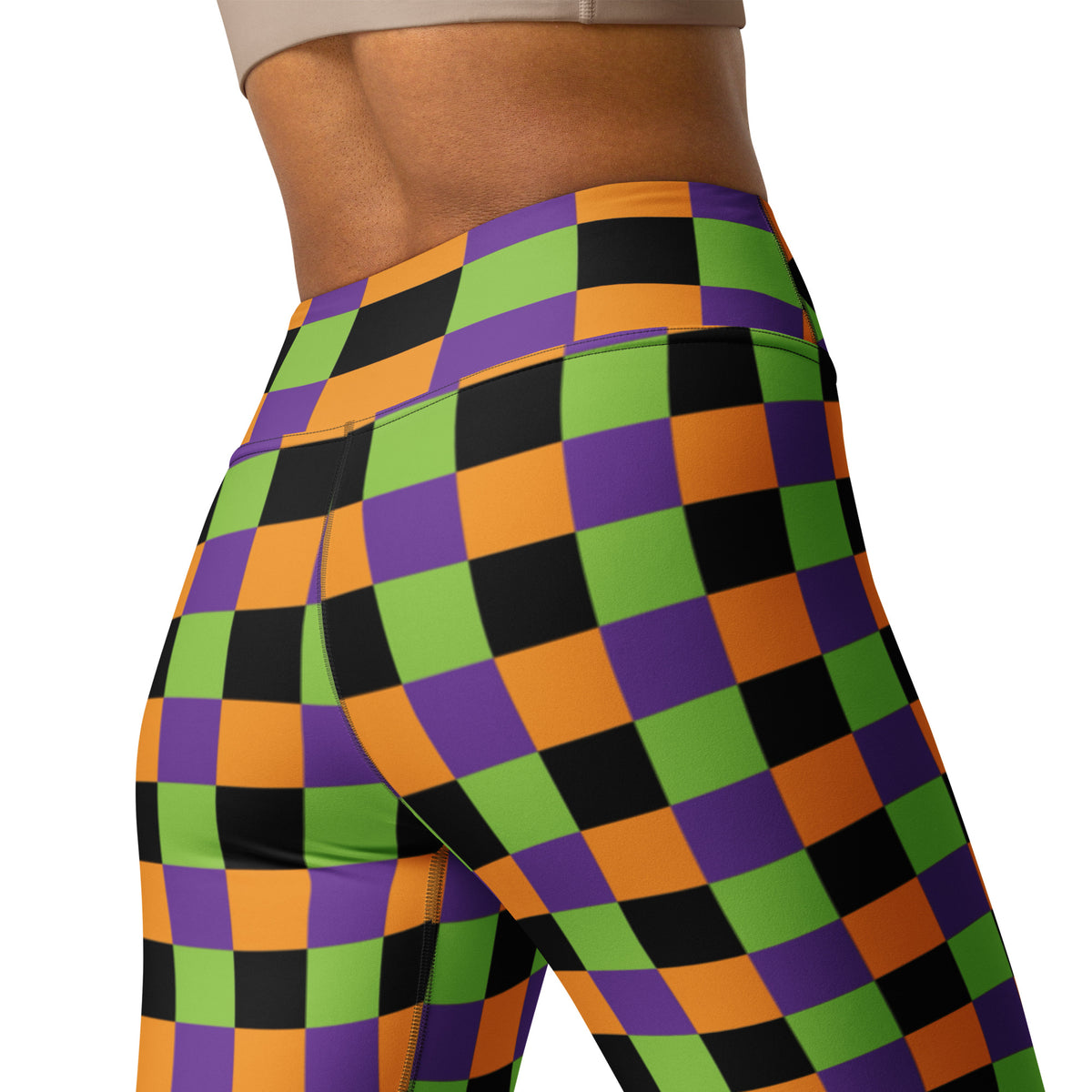 Women's Halloween Checkered Buttery Soft Yoga Leggings - Quick Drying, High Waisted Comfort
