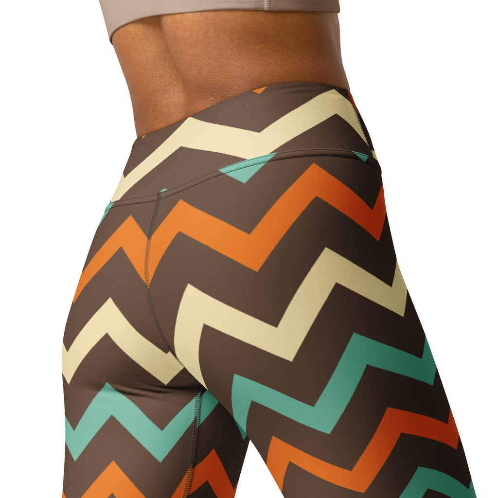 Women's Retro Chevron Buttery Soft Yoga Leggings - Quick Drying, High Waisted Comfort