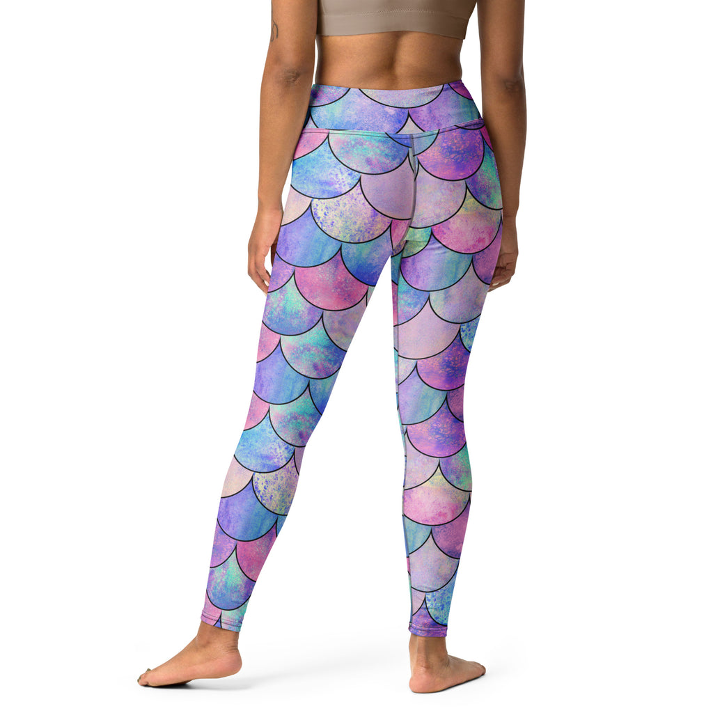 Women's Pastel Mermaid Scales Buttery Soft Yoga Leggings