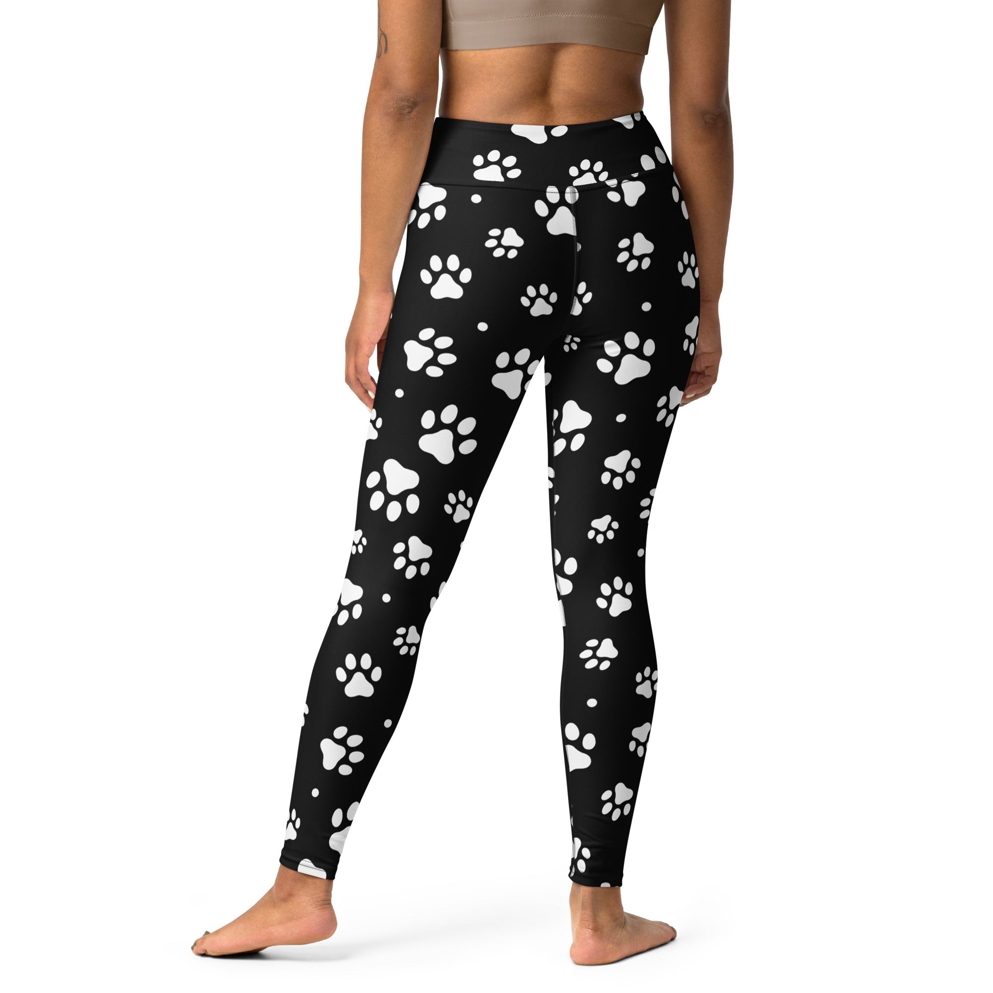 Women's Black Paw Print Buttery Soft Yoga Leggings