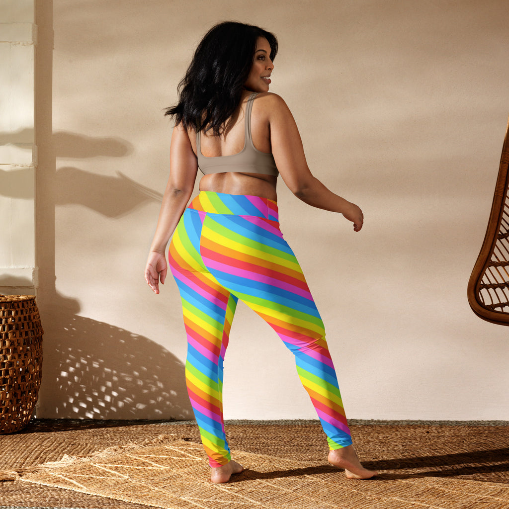 Women's Rainbow Striped Buttery Soft Yoga Leggings