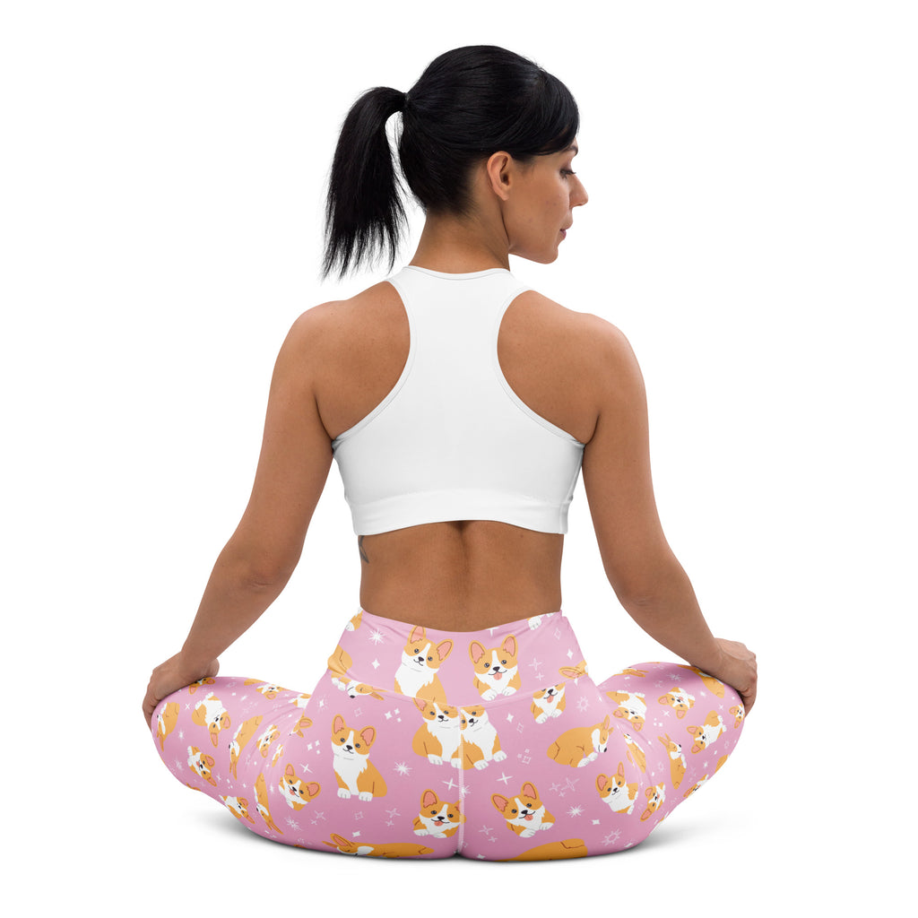 Women's Pink Corgi Dog Buttery Soft Yoga Leggings