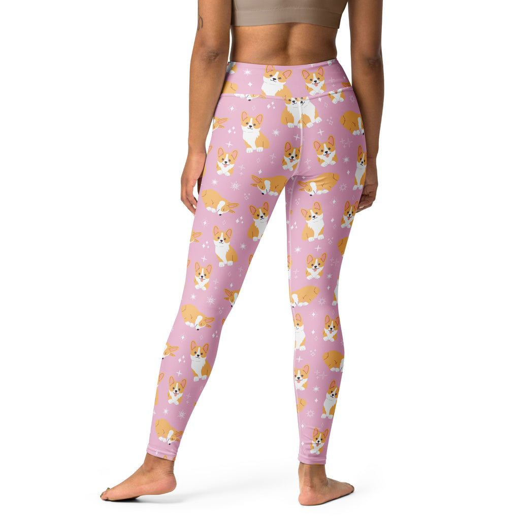 Women's Pink Corgi Dog Buttery Soft Yoga Leggings