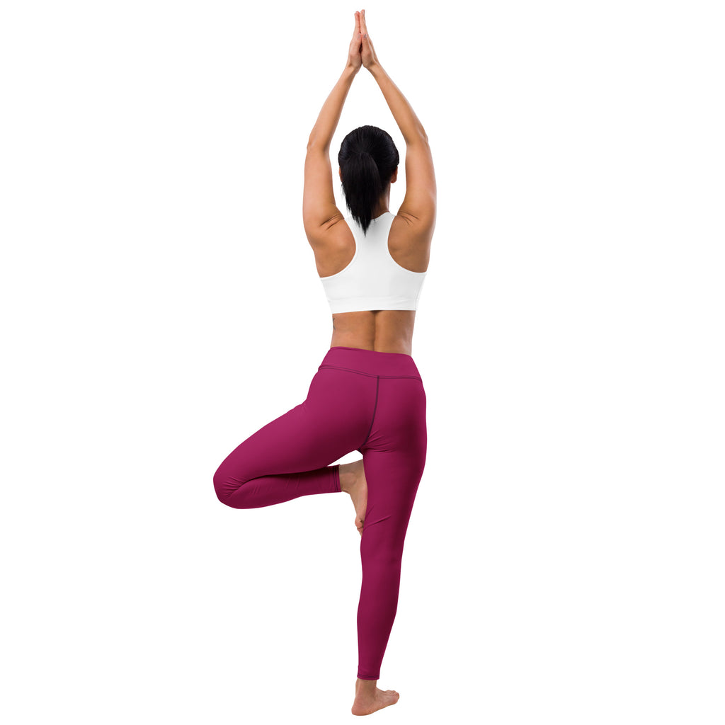 Women’s dark magenta buttery soft high-waisted yoga leggings ideal for comfortable workout wear