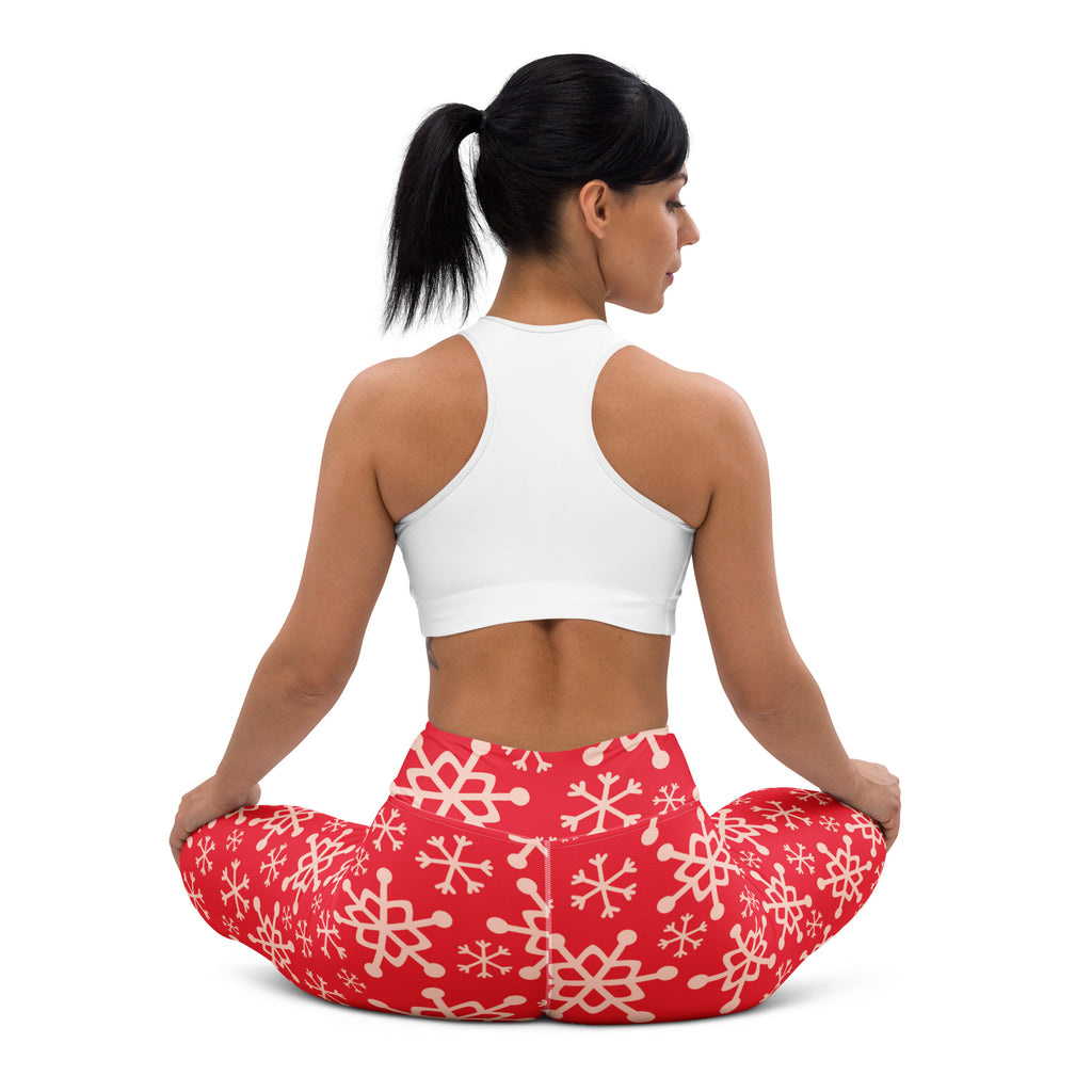 Women's Red Snowflake Buttery Soft Yoga Leggings