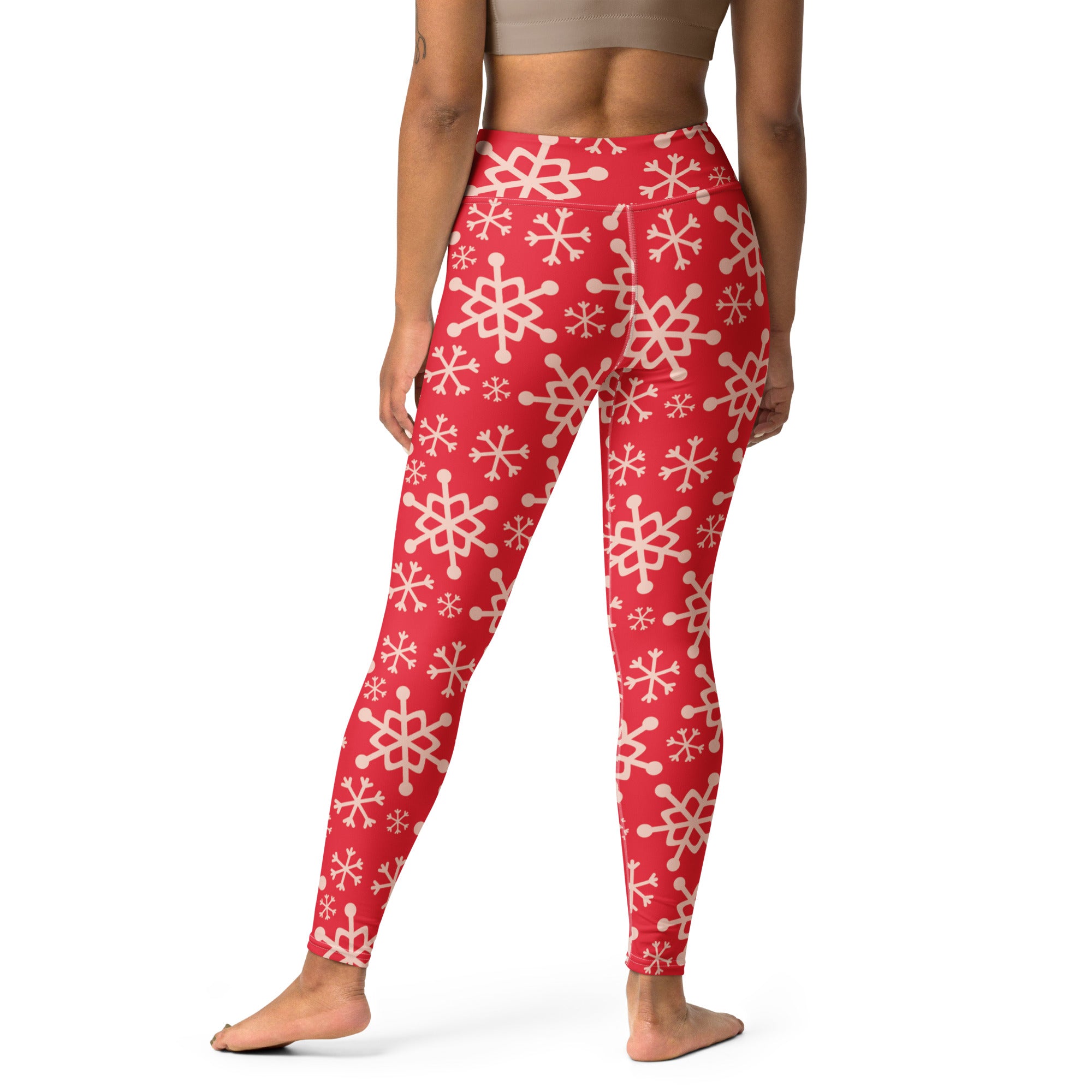 Women's Red Snowflake Buttery Soft Yoga Leggings