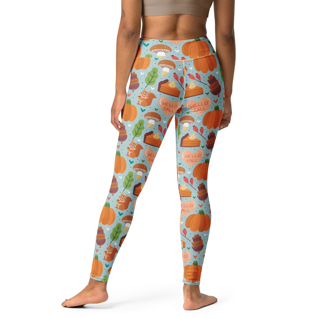 Women's Hello Fall Pumpkin Buttery Soft Yoga Leggings - Quick Drying, High Waisted Comfort