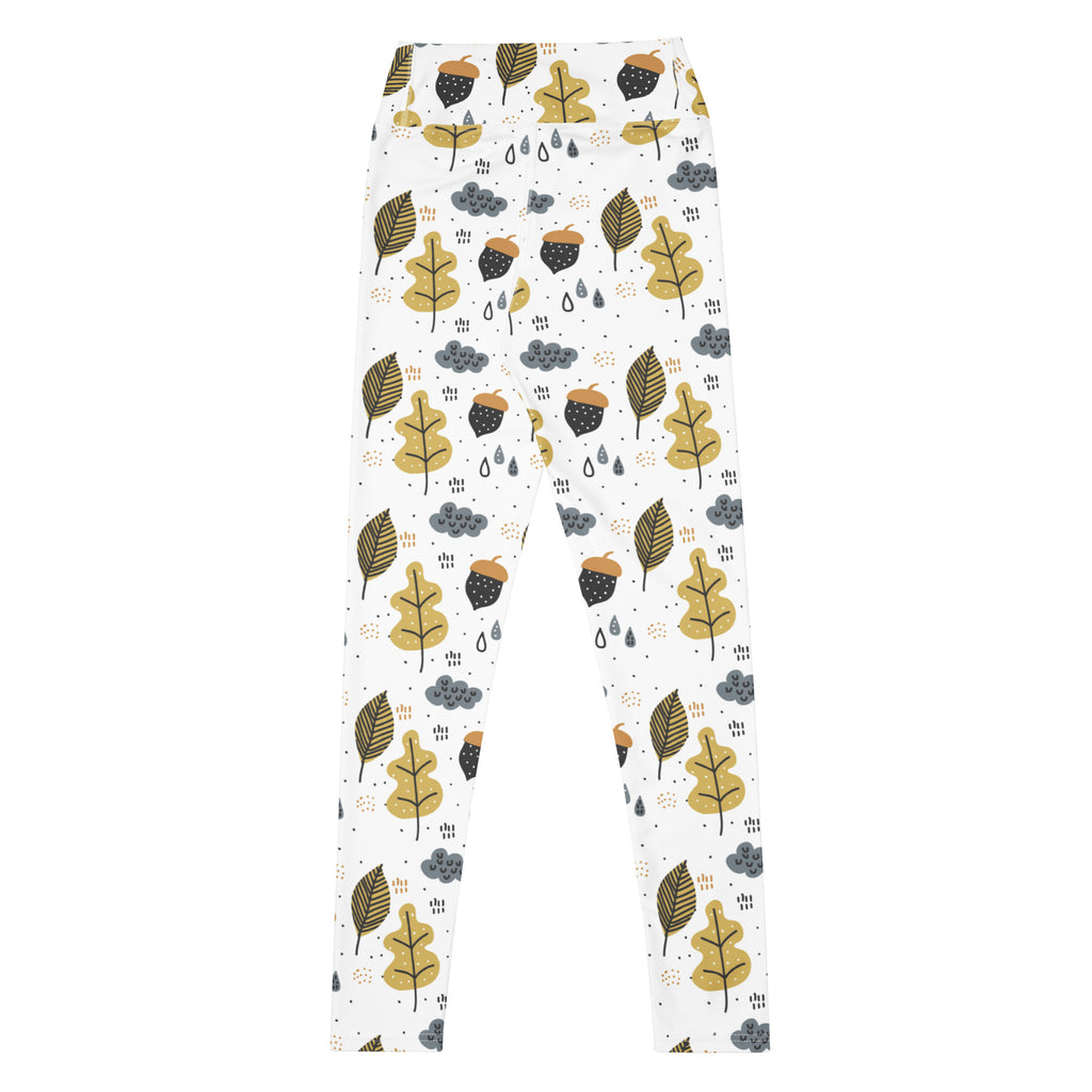 Women's Fall Leaves & Acorn Buttery Soft Yoga Leggings - Quick Drying, High Waisted Comfort