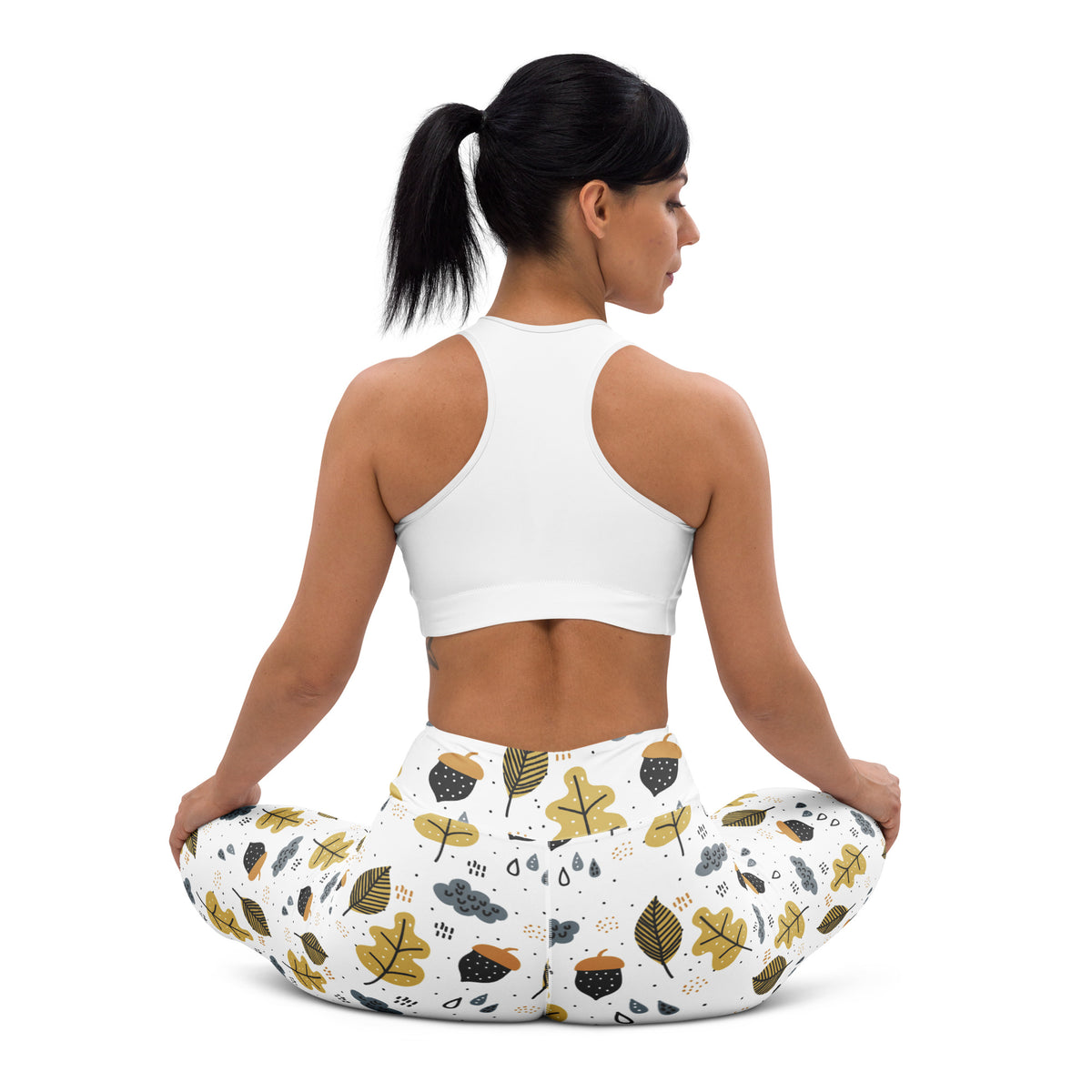 Women's Fall Leaves & Acorn Buttery Soft Yoga Leggings - Quick Drying, High Waisted Comfort