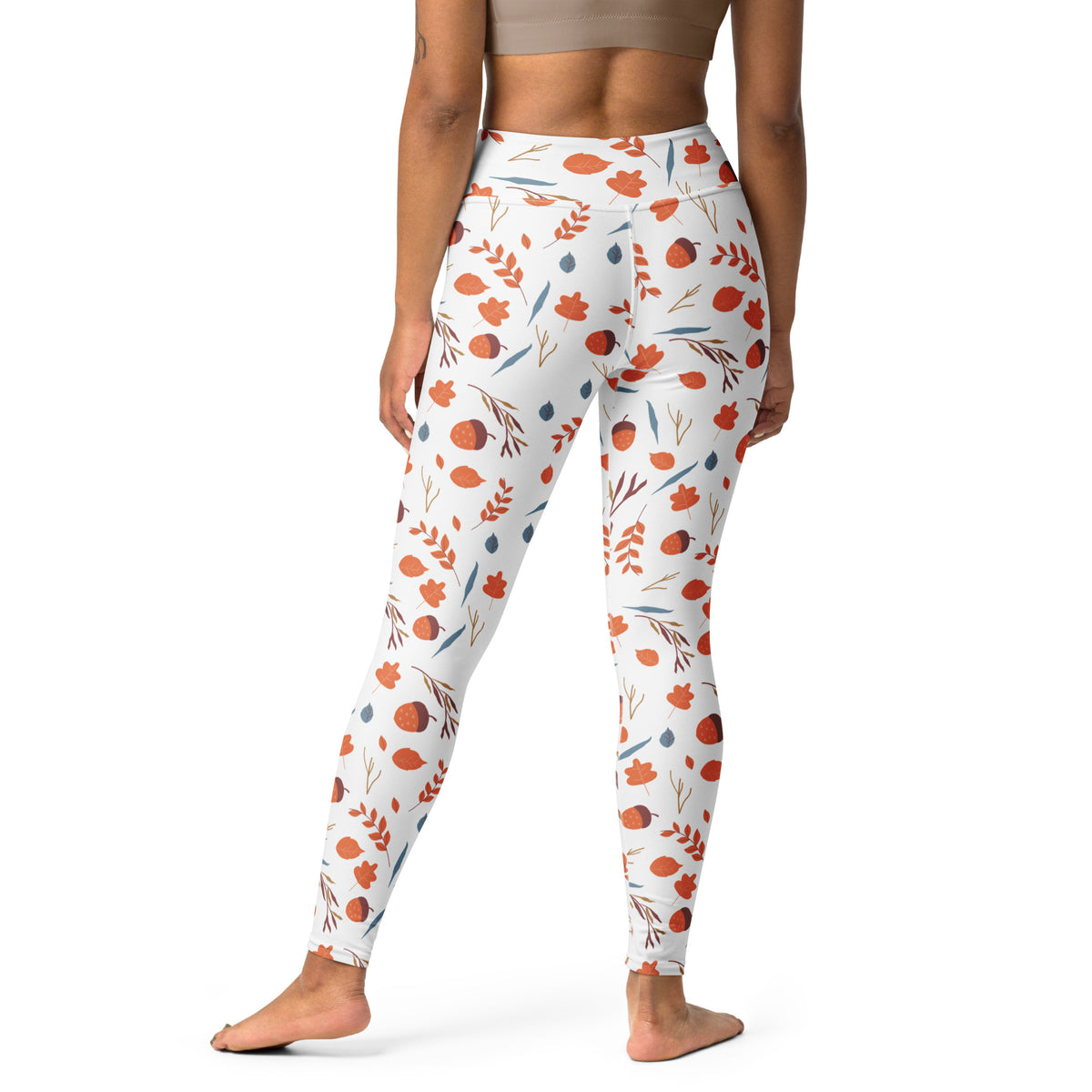 Women's Autumn Leaves & Acorn Buttery Soft Yoga Leggings - Quick Drying, High Waisted Comfort