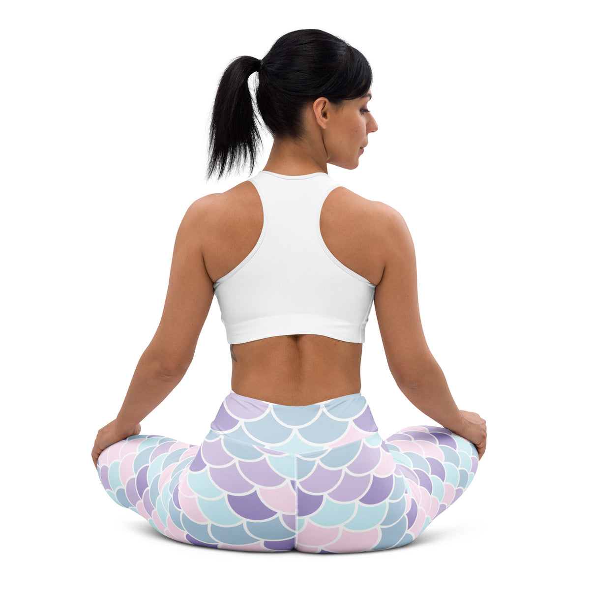 Women's Pastel Mermaid Scales Buttery Soft Yoga Leggings - Quick Drying, High Waisted Comfort