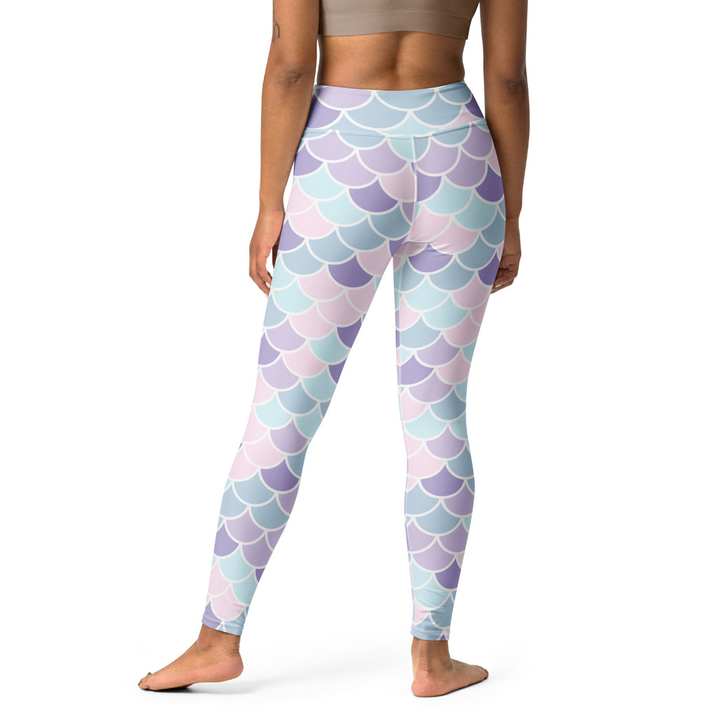 Women's Pastel Mermaid Scales Buttery Soft Yoga Leggings - Quick Drying, High Waisted Comfort