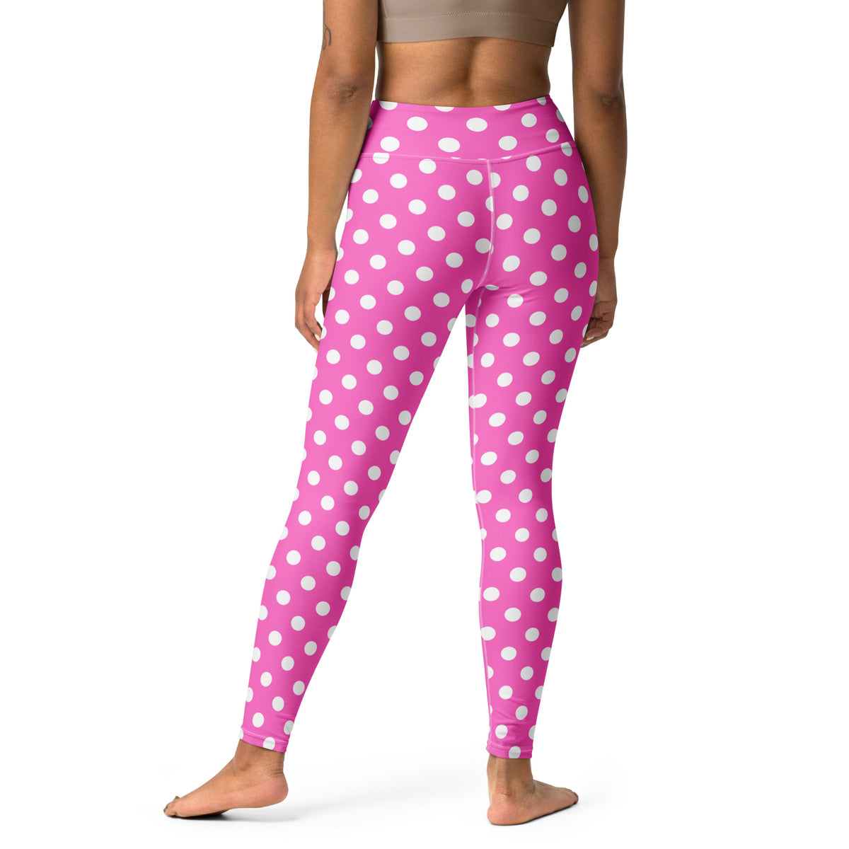 Women's Hot Pink Polka Dot Buttery Soft Yoga Leggings - Quick Drying, High Waisted Comfort