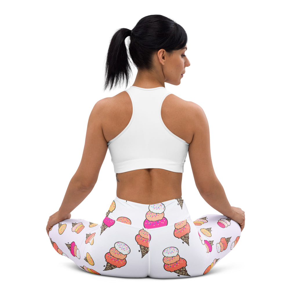 Women's Ice Cream Cone Buttery Soft Yoga Leggings - Quick Drying, High Waisted Comfort
