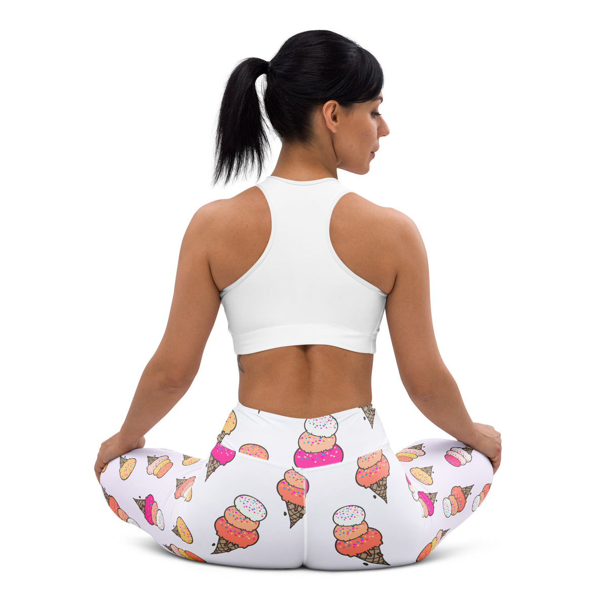 Women's Ice Cream Cone Buttery Soft Yoga Leggings - Quick Drying, High Waisted Comfort