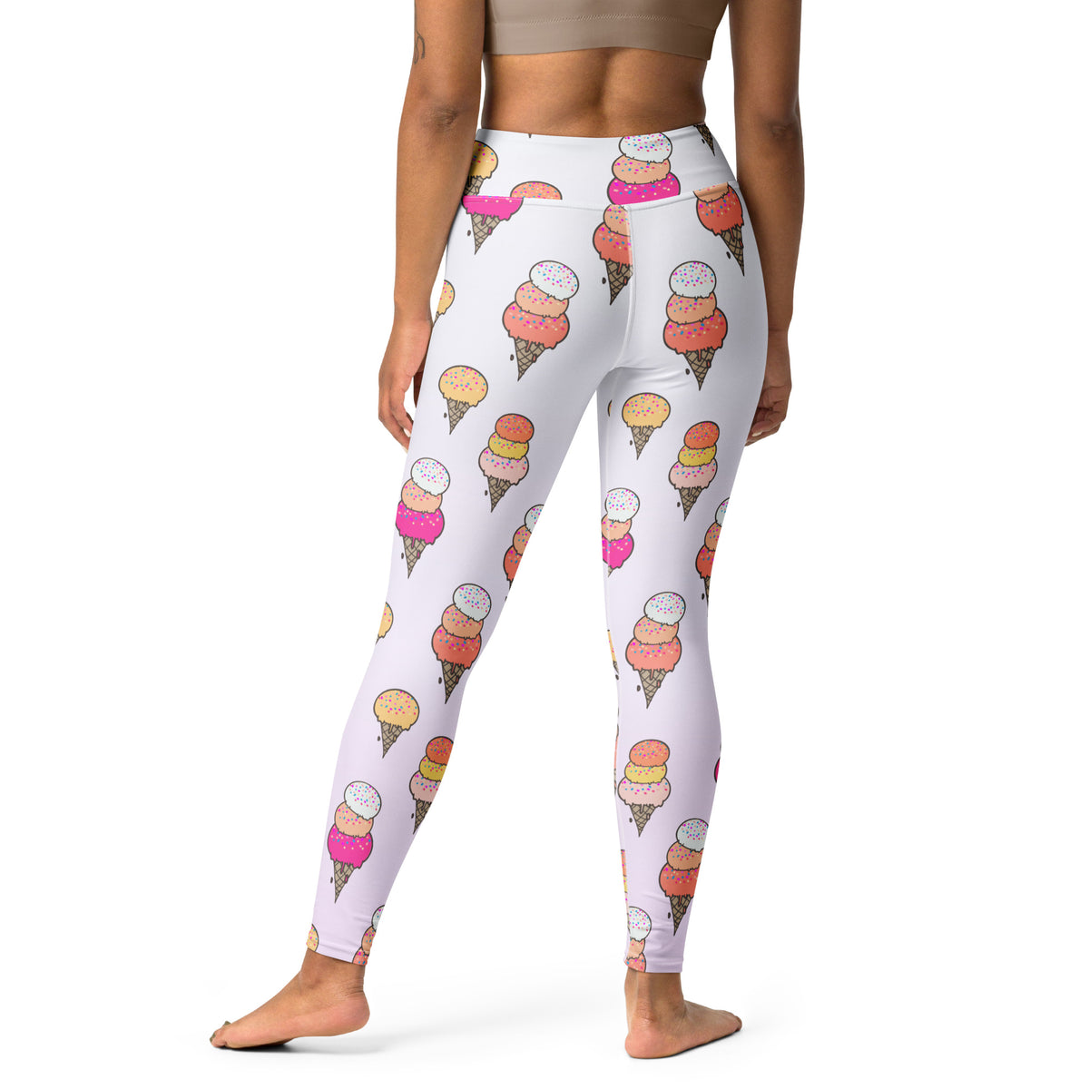 Women's Ice Cream Cone Buttery Soft Yoga Leggings - Quick Drying, High Waisted Comfort