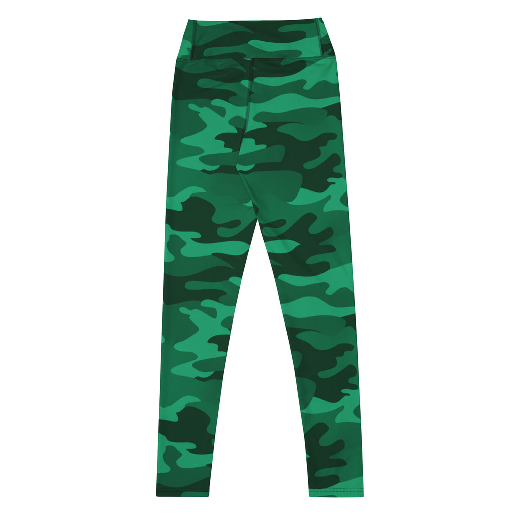 Women's Green Camouflage Buttery Soft Yoga Leggings - Quick Drying, High Waisted Comfort