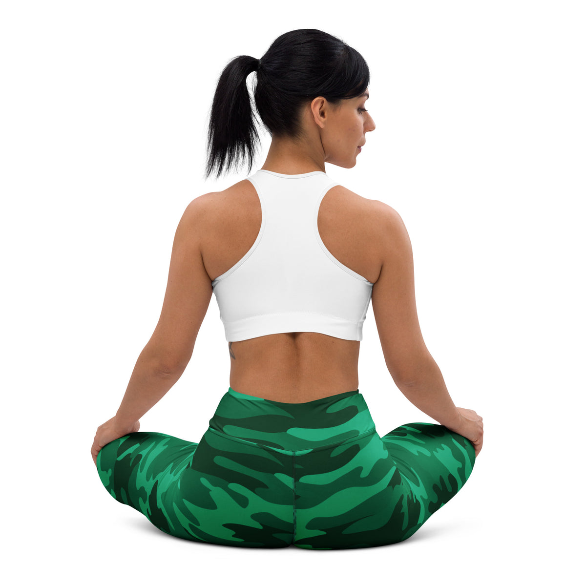 Women's Green Camouflage Buttery Soft Yoga Leggings - Quick Drying, High Waisted Comfort
