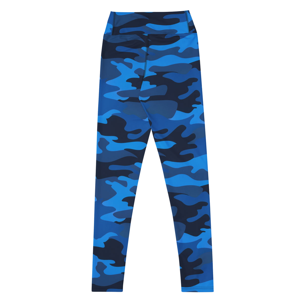 Women's Blue Camouflage Buttery Soft Yoga Leggings - Quick Drying, High Waisted Comfort