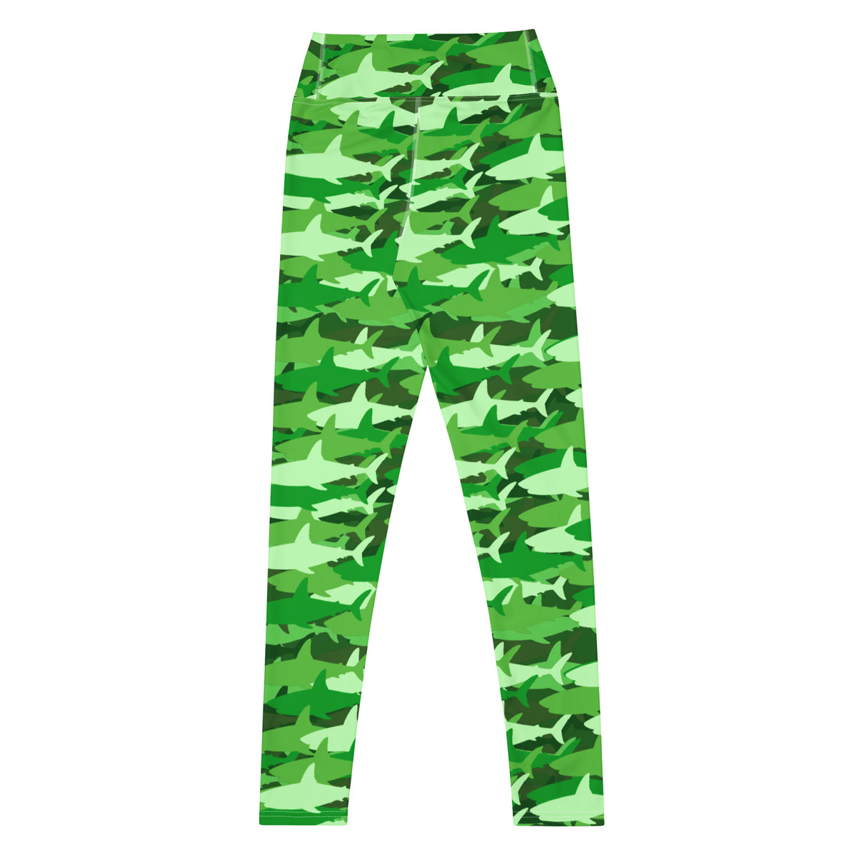 Women's Green Shark Camouflage Buttery Soft Yoga Leggings - Quick Drying, High Waisted Comfort