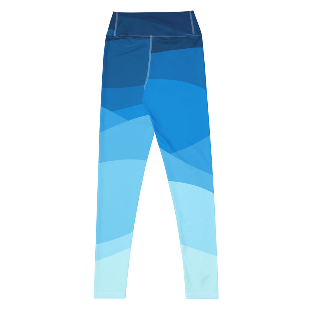 Women's Blue Ombre Ocean Waves Buttery Soft Yoga Leggings - Quick Drying, High Waisted Comfort