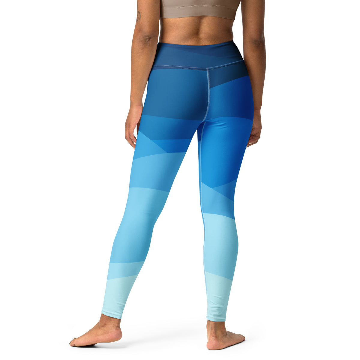 Women's Blue Ombre Ocean Waves Buttery Soft Yoga Leggings - Quick Drying, High Waisted Comfort