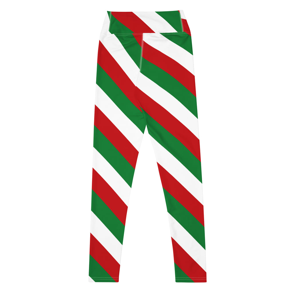 Women's Christmas Candy Cane Stripe Buttery Soft Yoga Leggings - Quick Drying, High Waisted Comfort