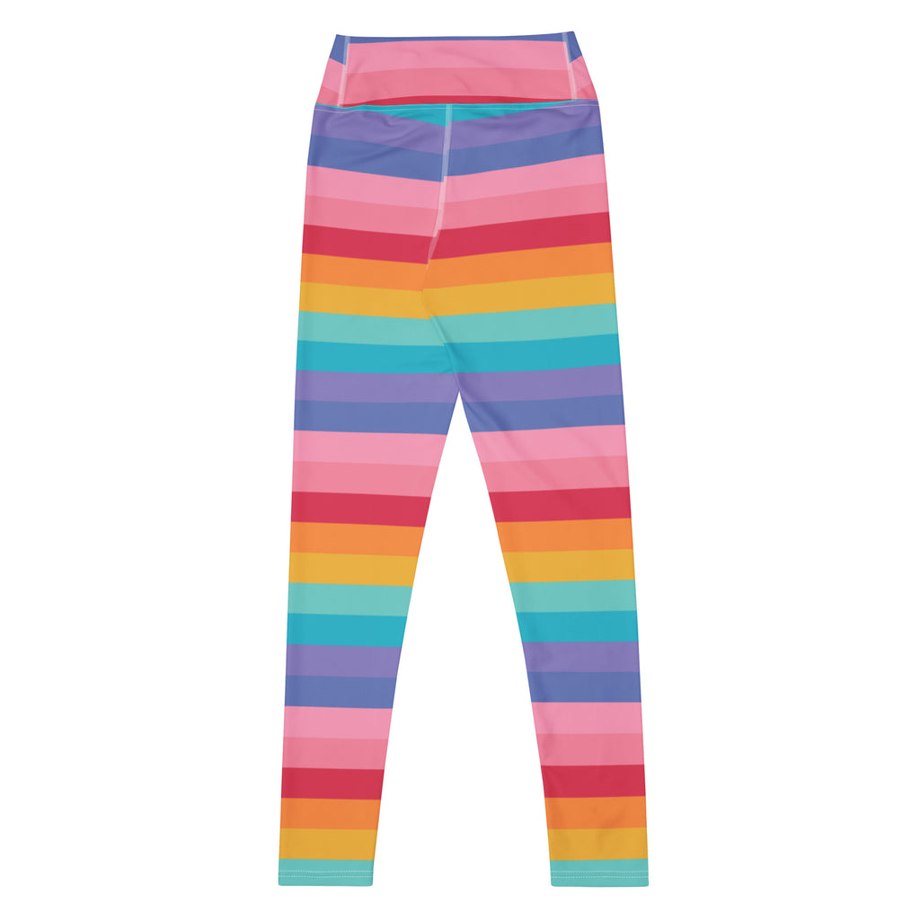 Women's Bright Striped Rainbow Buttery Soft Yoga Leggings - Quick Drying, High Waisted Comfort