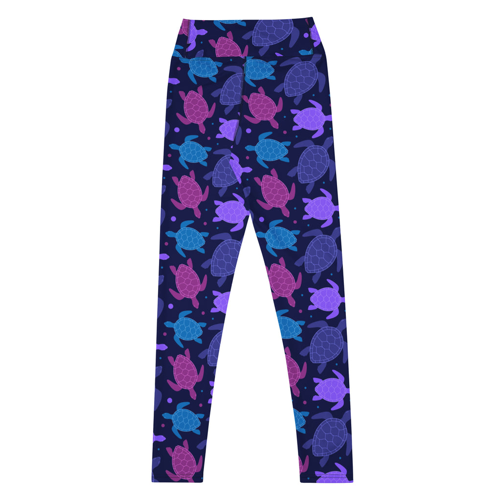 Women's Purple Sea Turtle Buttery Soft Yoga Leggings - Quick Drying, High Waisted Comfort