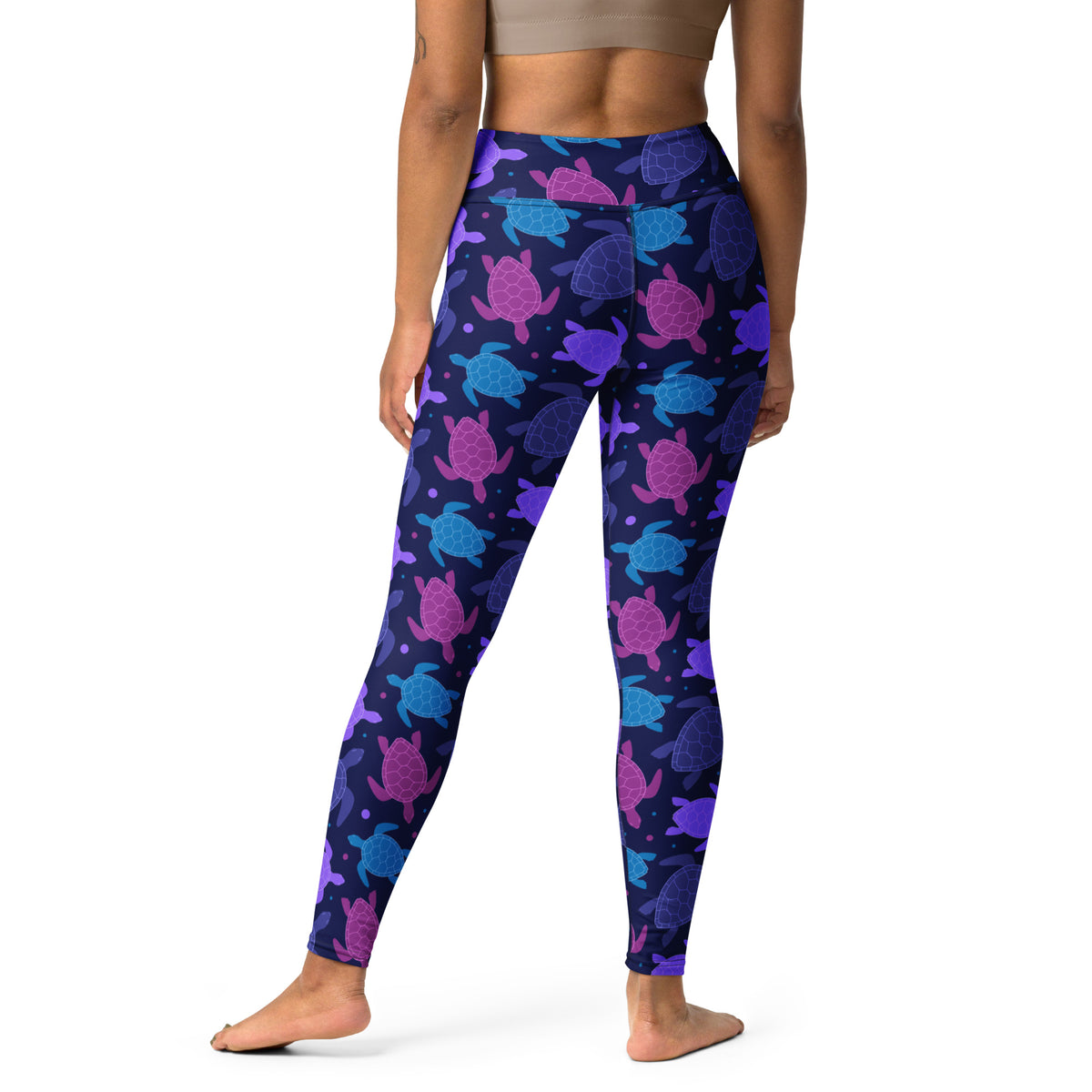 Women's Purple Sea Turtle Buttery Soft Yoga Leggings - Quick Drying, High Waisted Comfort