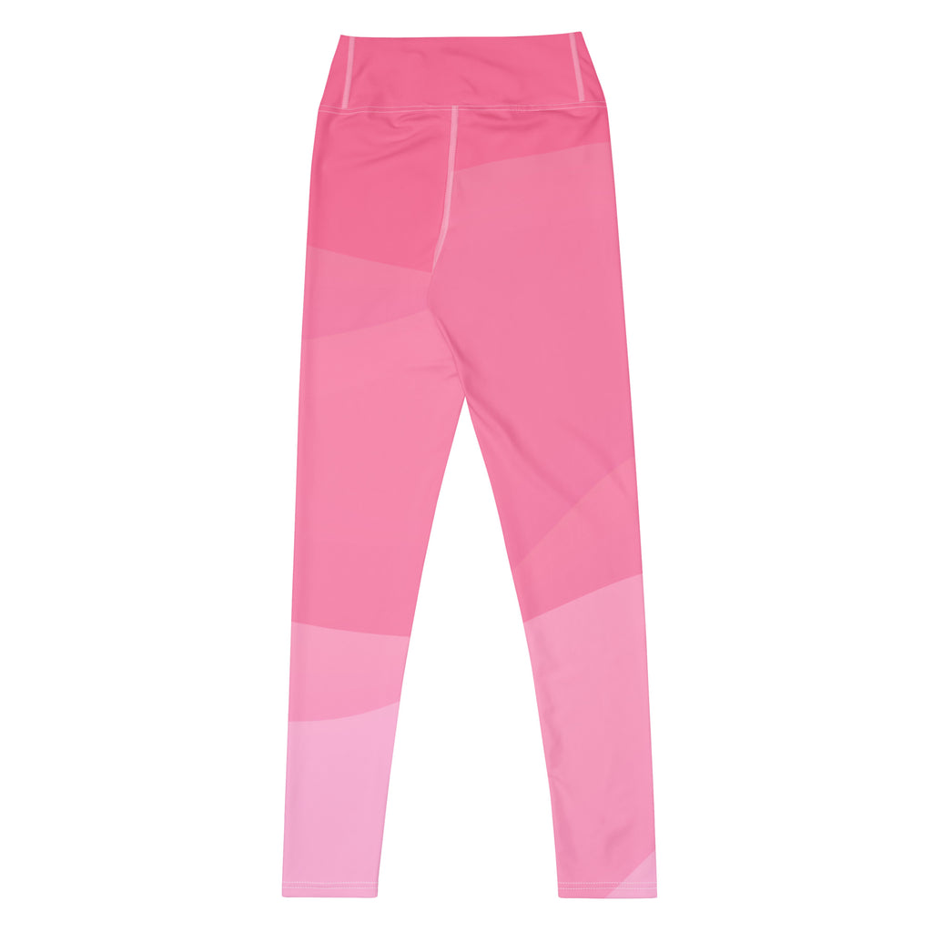 Women's Pink Ombre Waves Buttery Soft Yoga Leggings - Quick Drying, High Waisted Comfort