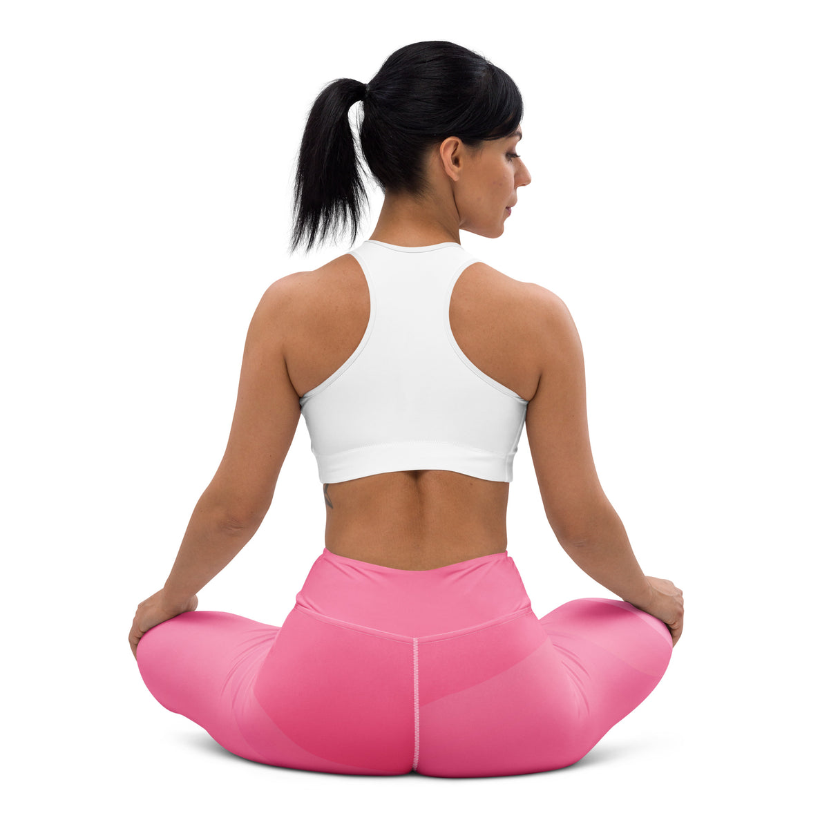 Women's Pink Ombre Waves Buttery Soft Yoga Leggings - Quick Drying, High Waisted Comfort