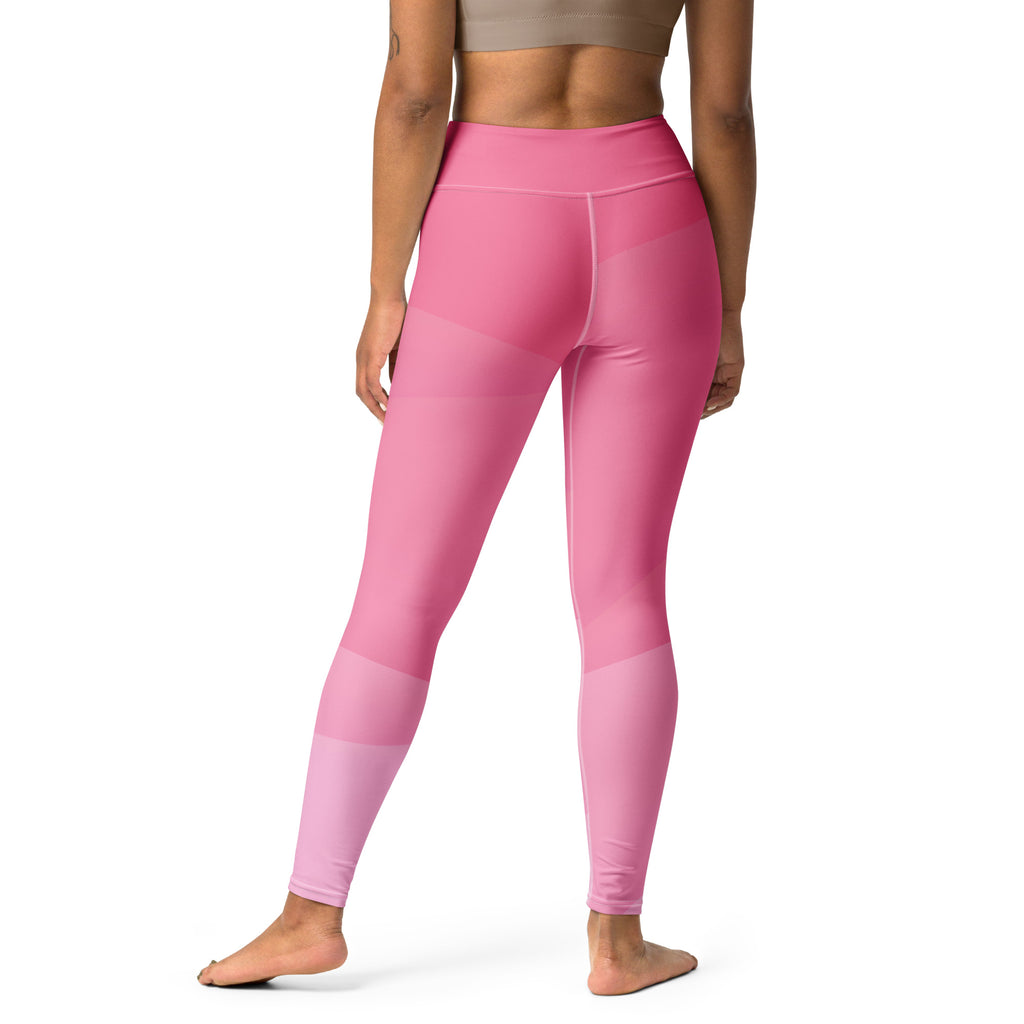 Women's Pink Ombre Waves Buttery Soft Yoga Leggings - Quick Drying, High Waisted Comfort