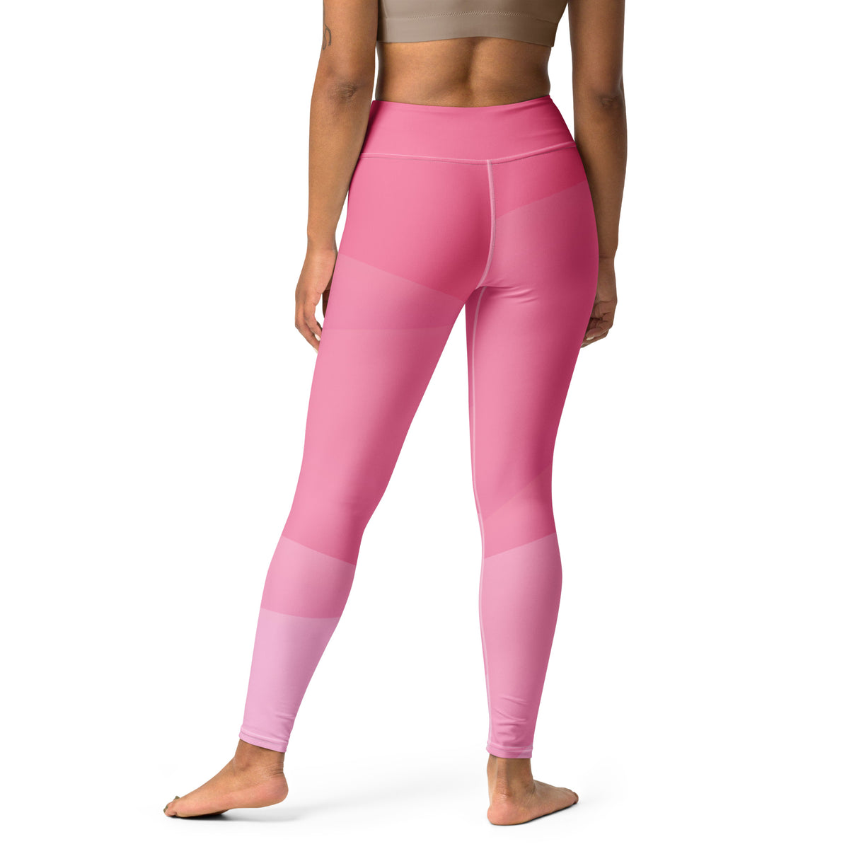 Women's Pink Ombre Waves Buttery Soft Yoga Leggings - Quick Drying, High Waisted Comfort