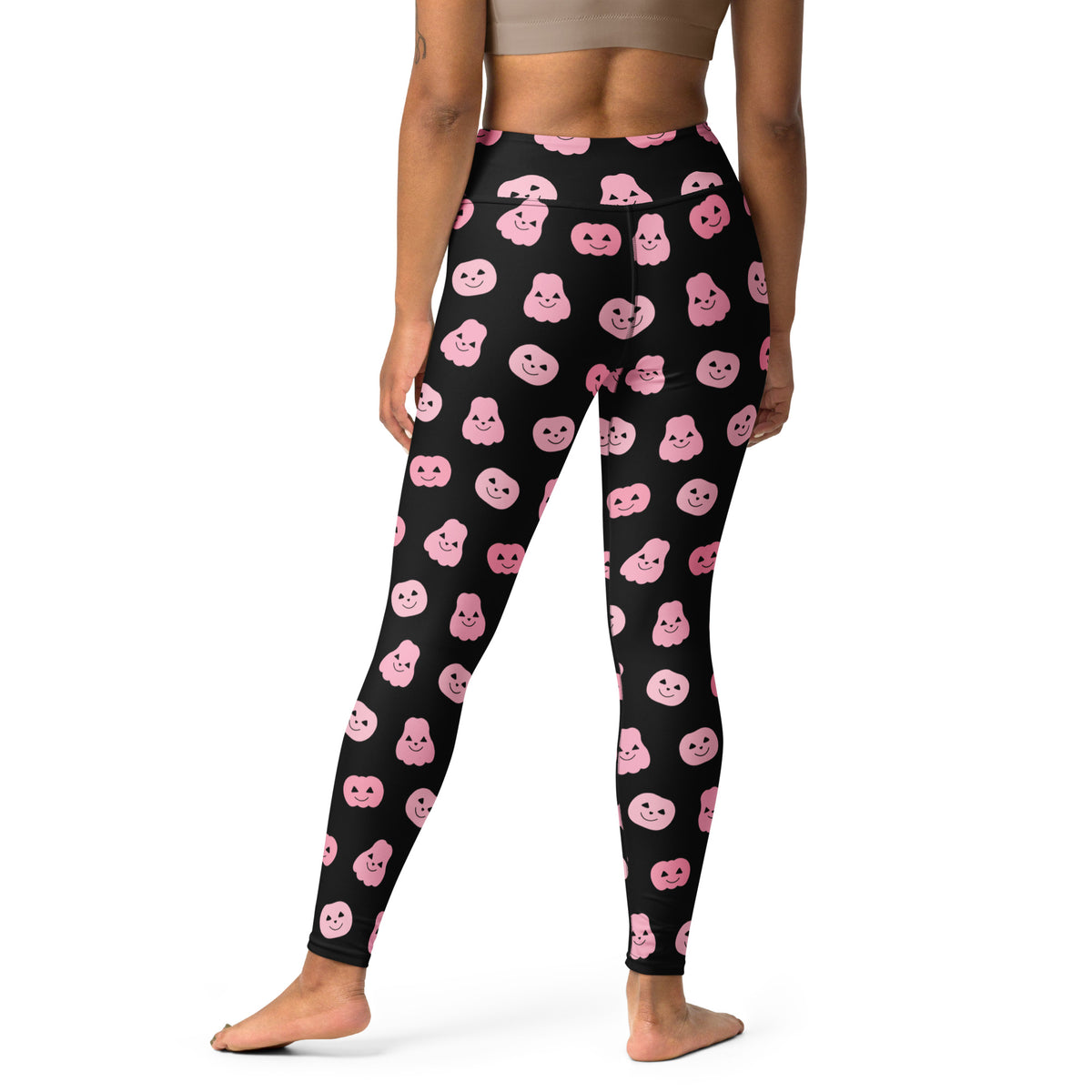 Women's Pink Pumpkin Halloween Buttery Soft Yoga Leggings - Quick Drying, High Waisted Comfort