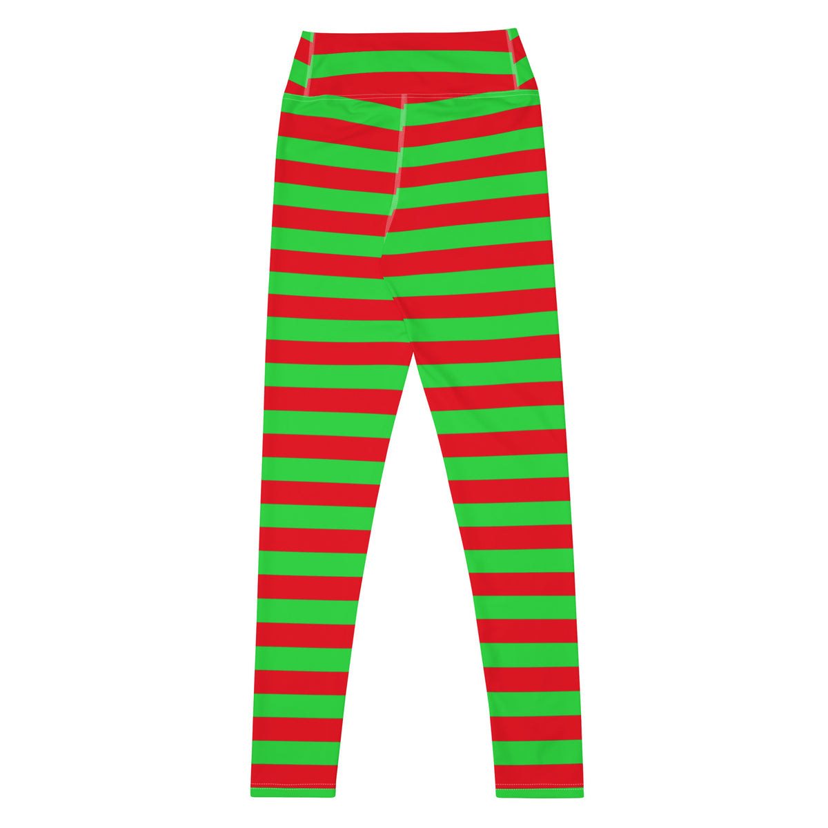 Women's Red & Green Striped Christmas Buttery Soft Yoga Leggings - Quick Drying, High Waisted Comfort