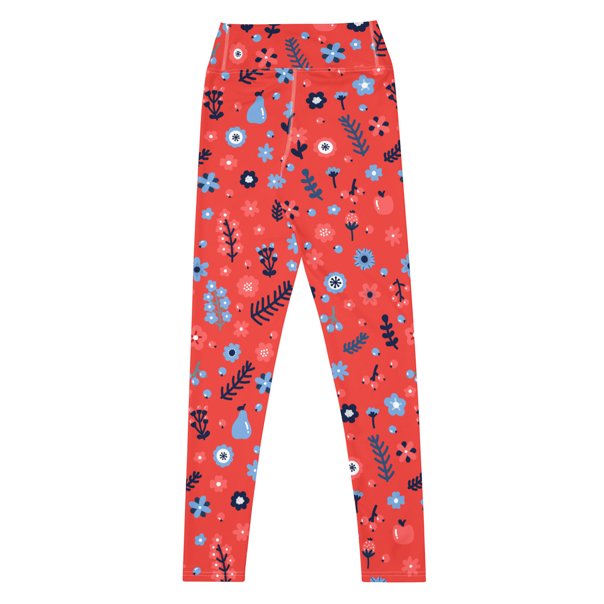 Women's Red Floral Buttery Soft Yoga Leggings - Quick Drying, High Waisted Comfort