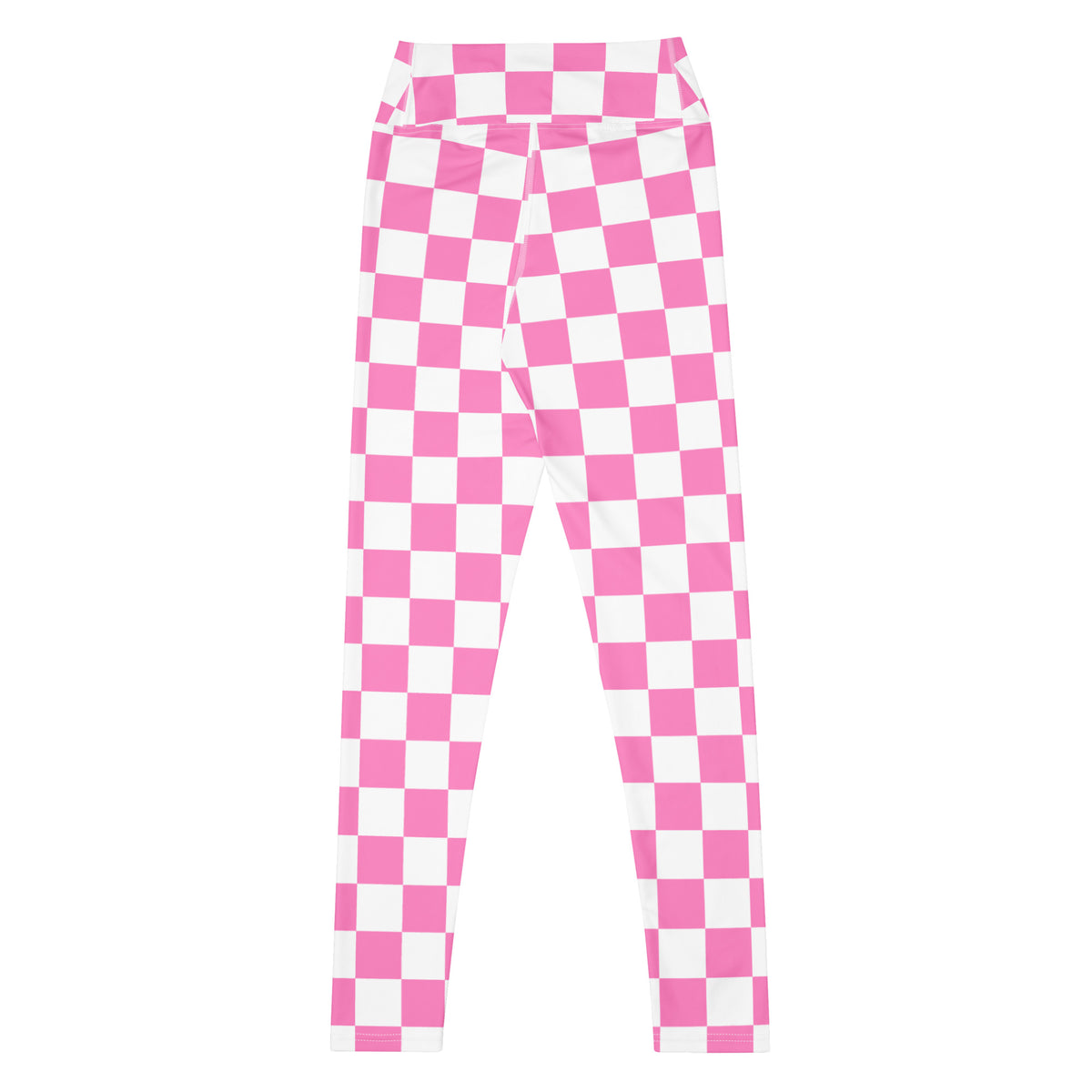 Women's Pink Checkered Buttery Soft Yoga Leggings - Quick Drying, High Waisted Comfort