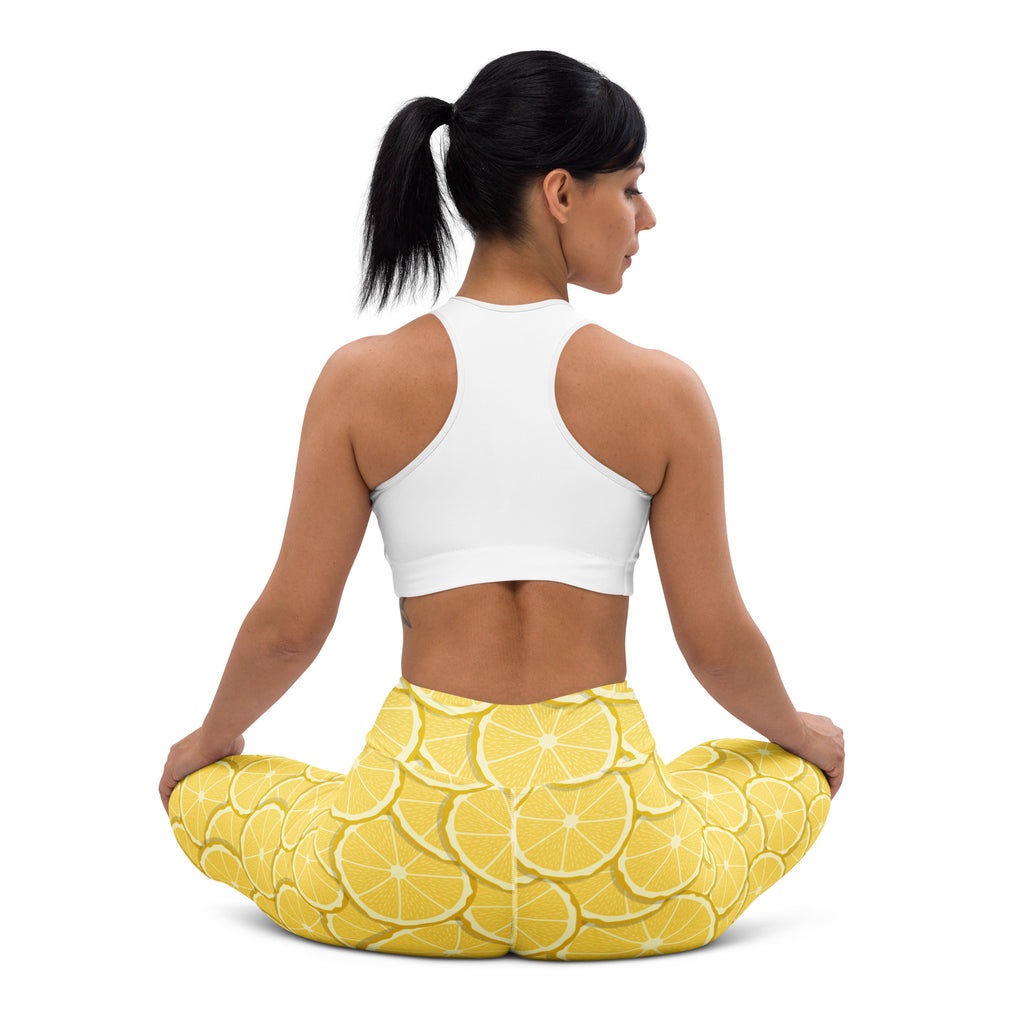 Women's Lemon Slice Buttery Soft Yoga Leggings - Quick Drying, High Waisted Comfort