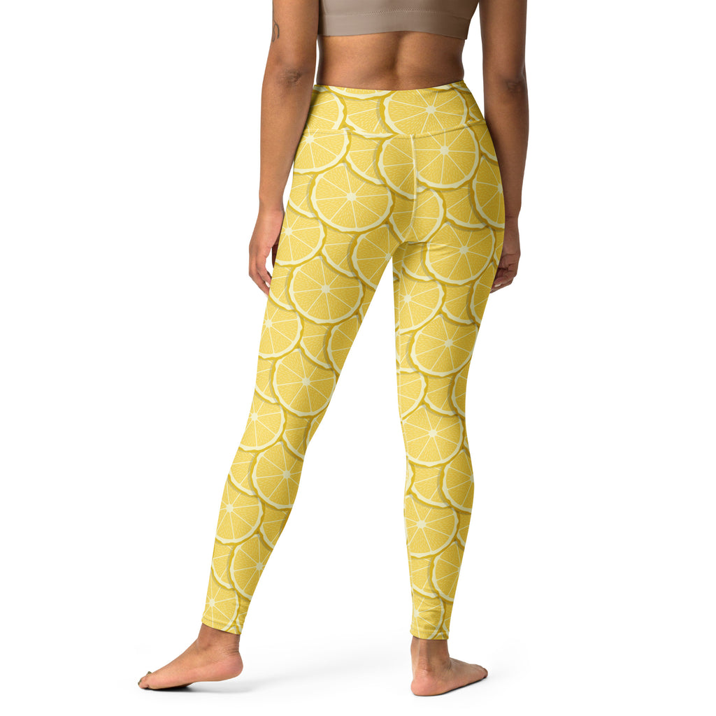 Women's Lemon Slice Buttery Soft Yoga Leggings - Quick Drying, High Waisted Comfort