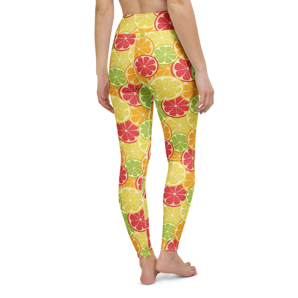 Women's Citrus Fruit Buttery Soft Yoga Leggings - Quick Drying, High Waisted Comfort