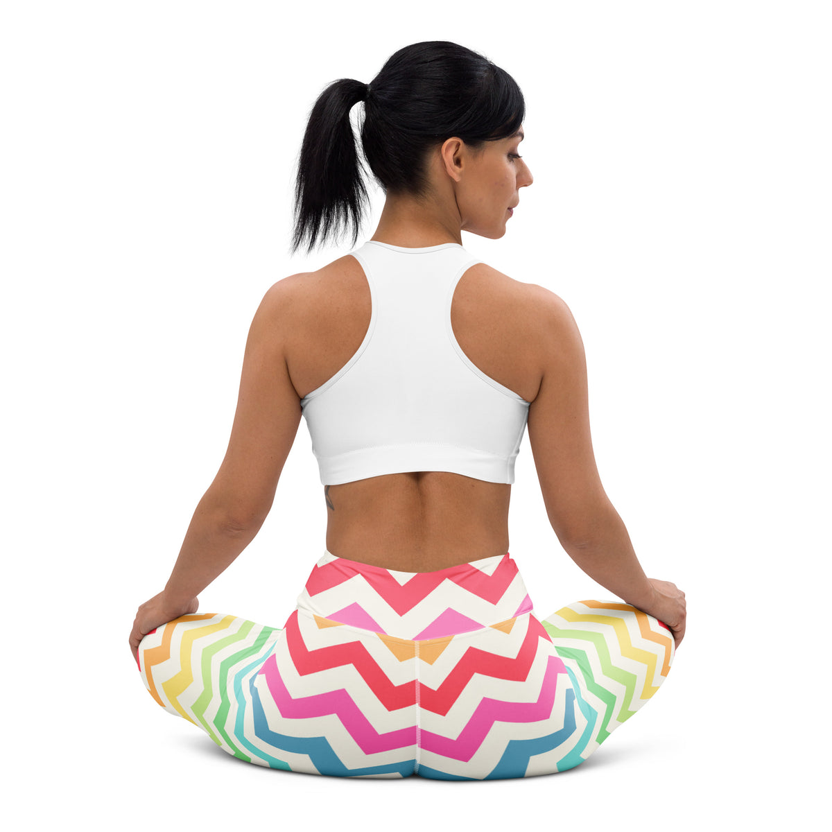 Women's Rainbow Chevron Buttery Soft Yoga Leggings - Quick Drying, High Waisted Comfort