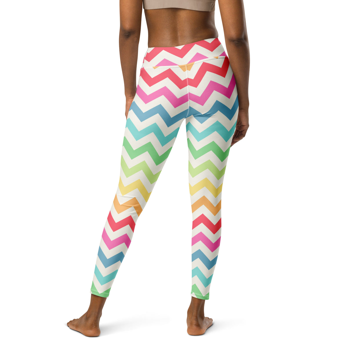 Women's Rainbow Chevron Buttery Soft Yoga Leggings - Quick Drying, High Waisted Comfort