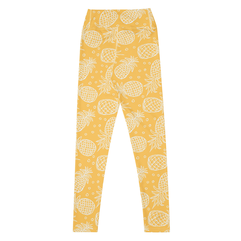 Women's Golden Yellow Pineapple Buttery Soft Yoga Leggings - Quick Drying, High Waisted Comfort